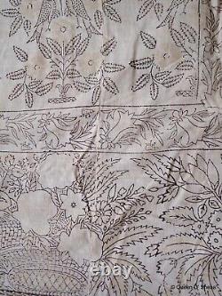 Indian Kalamkari Printed Textile Block Printed Cotton Vtg Unfinished Peacock