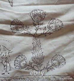 Indian Kalamkari Printed Textile Block Printed Cotton Vtg Unfinished Star Tiger