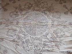 Indian Kalamkari Printed Textile Block Printed Cotton Vtg Unfinished Star Tiger