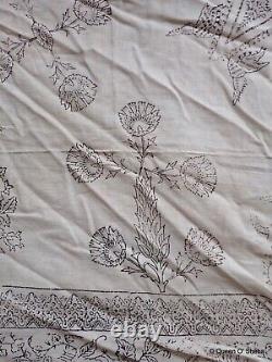 Indian Kalamkari Printed Textile Block Printed Cotton Vtg Unfinished Star Tiger