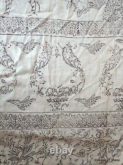 Indian Kalamkari Printed Textile Block Printed Cotton Vtg Unfinished Star Tiger