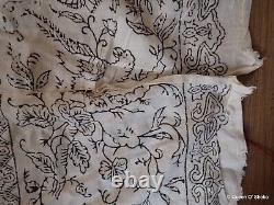 Indian Kalamkari Printed Textile Block Printed Cotton Vtg Unfinished Star Tiger