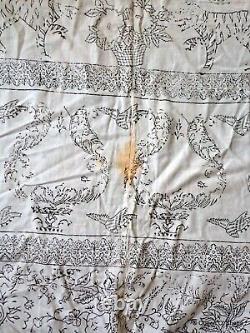 Indian Kalamkari Printed Textile Block Printed Cotton Vtg Unfinished Star Tiger