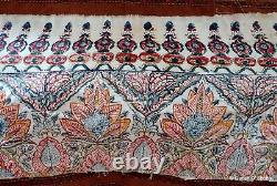 Indian Kalamkari Printed Textile Block Printed Hand Painted Selvage Border Vtg