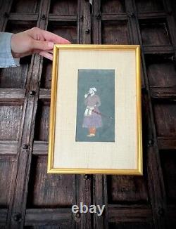 Indian Miniature Painting Maharaja Holding Flower & Sword Fine Quality