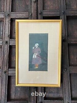 Indian Miniature Painting Maharaja Holding Flower & Sword Fine Quality