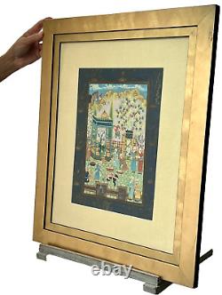 Indian Miniature Painting Mughal Royal Court Scene MID 20th C Later Frame