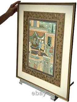 Indian Miniature Painting Mughal Royal Court Scene MID 20th C Later Frame