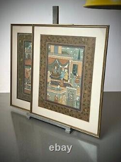 Indian Miniature Painting Mughal Royal Court Scene MID 20th C Later Frame