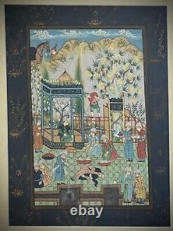 Indian Miniature Painting Mughal Royal Court Scene MID 20th C Later Frame