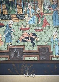 Indian Miniature Painting Mughal Royal Court Scene MID 20th C Later Frame