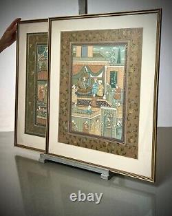 Indian Miniature Painting Mughal Royal Court Scene MID 20th C Later Frame