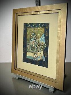 Indian Miniature Painting Mughal Royal Court Scene MID 20th C Later Frame