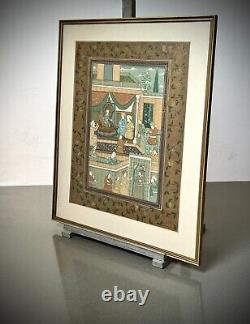 Indian Miniature Painting Mughal Royal Court Scene MID 20th C Later Frame