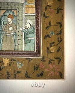 Indian Miniature Painting Mughal Royal Court Scene MID 20th C Later Frame