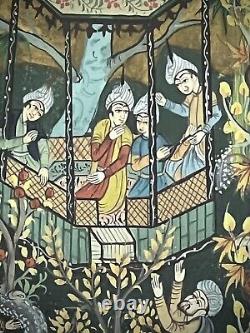 Indian Miniature Painting Mughal Royal Court Scene MID 20th C Later Frame