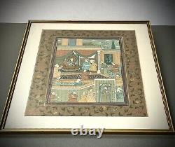 Indian Miniature Painting Mughal Royal Court Scene MID 20th C Later Frame