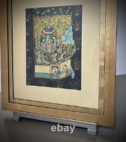 Indian Miniature Painting Mughal Royal Court Scene MID 20th C Later Frame