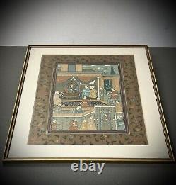 Indian Miniature Painting Mughal Royal Court Scene MID 20th C Later Frame