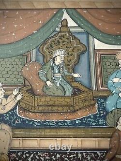 Indian Miniature Painting Mughal Royal Court Scene MID 20th C Later Frame