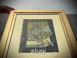 Indian Miniature Painting Mughal Royal Court Scene MID 20th C Later Frame