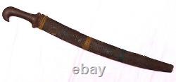 Indian Old Vintage Original Handmade Iron Sword With Wooden Leather Cover Br 585