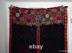 Indian Rabari Woollen Mirror Embroidery Hand woven Printed Textile Shawl Throw
