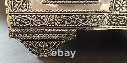 Indian Raj silver & wood vintage Art Deco antique elephant jewellery box casket