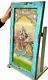 Indian Reverse Glass Painting Durga On Tiger Old Antique Art Deco Period Frame