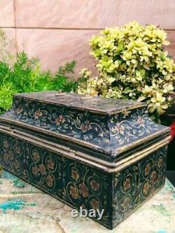 Indian Vintage Handcrafted Painted Floral Design Big Trunk Box / Storage Box