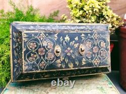 Indian Vintage Handcrafted Painted Floral Design Big Trunk Box / Storage Box