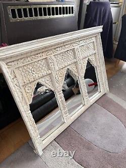 Indian Vintage style carved triple arch mirror frame Carved Wood