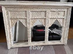 Indian Vintage style carved triple arch mirror frame Carved Wood