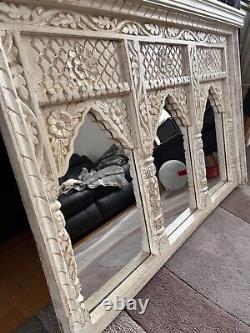 Indian Vintage style carved triple arch mirror frame Carved Wood