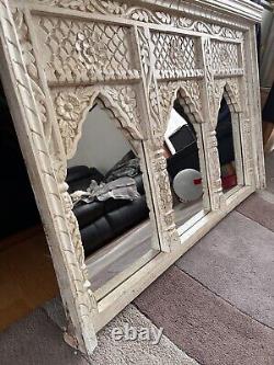 Indian Vintage style carved triple arch mirror frame Carved Wood