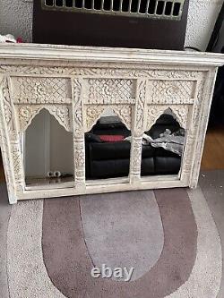 Indian Vintage style carved triple arch mirror frame Carved Wood