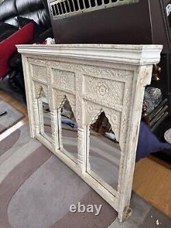 Indian Vintage style carved triple arch mirror frame Carved Wood