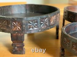 Indian carved grinder chakki table vintage handmade (Medium Size)