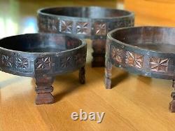 Indian carved grinder chakki table vintage handmade (Small size)