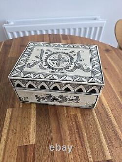 Jewellery Bone Inlay Box Vintage Antique Decorative Wood 21 Cm 1.4 Kg