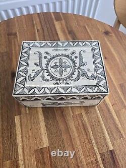 Jewellery Bone Inlay Box Vintage Antique Decorative Wood 21 Cm 1.4 Kg