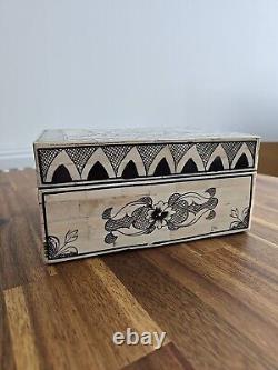 Jewellery Bone Inlay Box Vintage Antique Decorative Wood 21 Cm 1.4 Kg