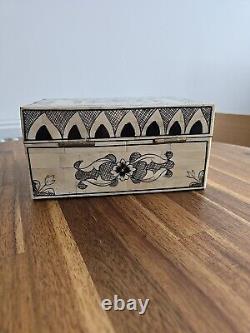 Jewellery Bone Inlay Box Vintage Antique Decorative Wood 21 Cm 1.4 Kg