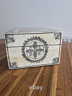 Jewellery Bone Inlay Box Vintage Antique Decorative Wood 21 Cm 1.4 Kg