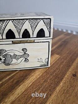 Jewellery Bone Inlay Box Vintage Antique Decorative Wood 21 Cm 1.4 Kg