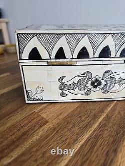 Jewellery Bone Inlay Box Vintage Antique Decorative Wood 21 Cm 1.4 Kg