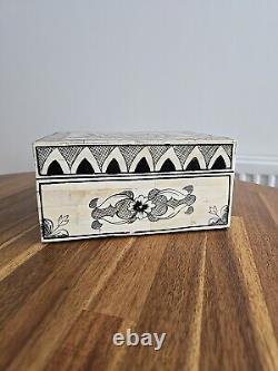 Jewellery Bone Inlay Box Vintage Antique Decorative Wood 21 Cm 1.4 Kg