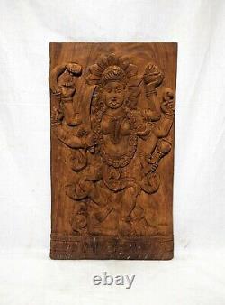Kali Wooden Statue Wall Panel Goddess Sculpture Vintage Temple Figurine Idol