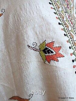 Kantha Embroidery Silk Shawl West Bengal India Vintage Exquisite Embroidery