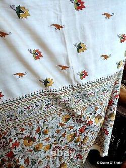 Kantha Embroidery Silk Shawl West Bengal India Vintage Exquisite Embroidery